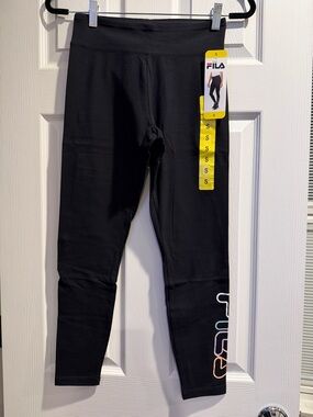 Fila Womens Small Black Logo Leggings - Black NWT